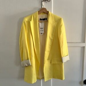 Zara Yellow Linen Blazer